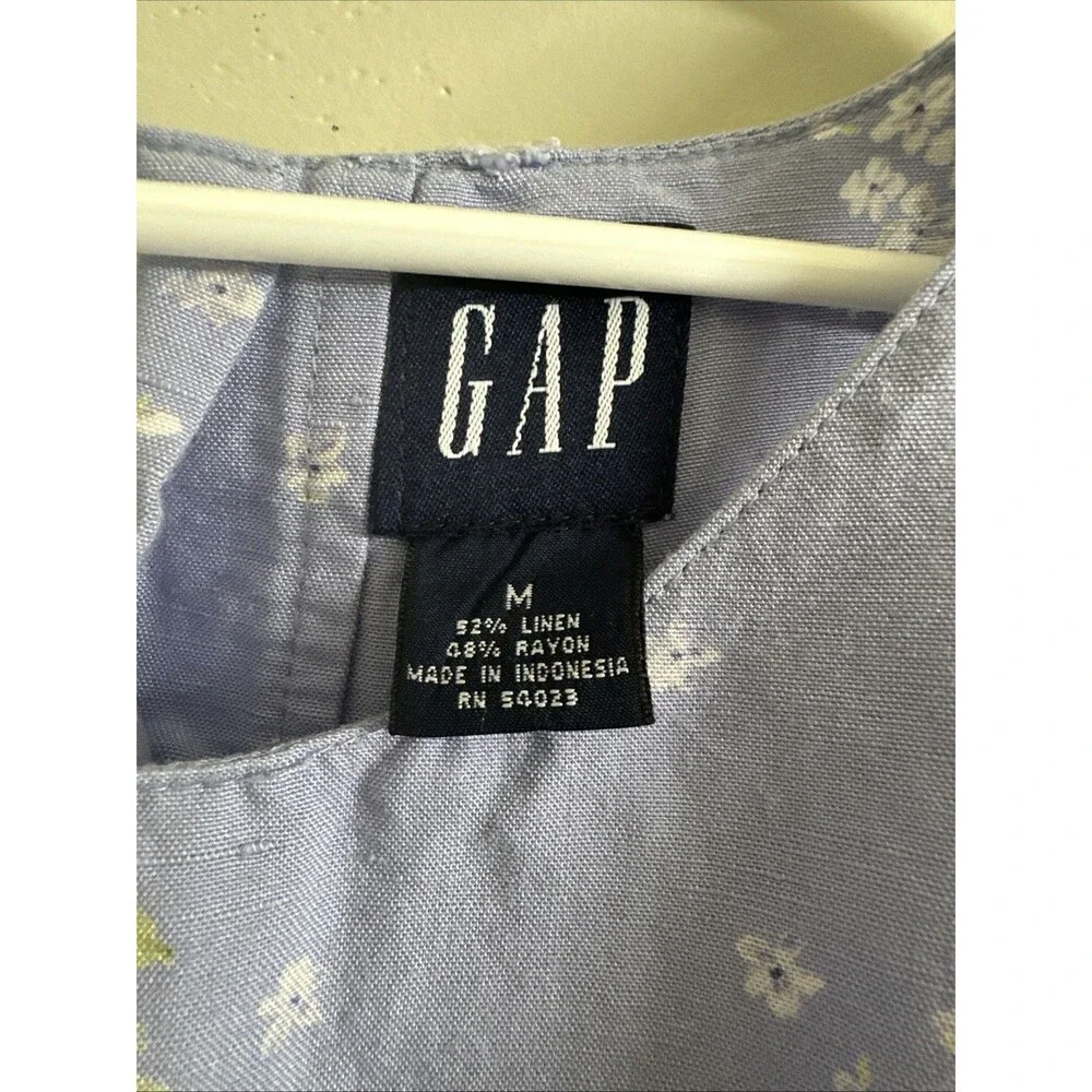 Vintage Gap Kids 1999 Size Medium 7-8 Girls Linen Blue Dress